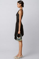 Miroa Slant Shoulder Lace Cutout Mini Dress