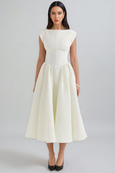 Jovie Ivory Moire Satin Midi Dress