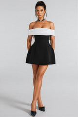 Deltly Black Bow Cross Asymmetrical Mini Dress