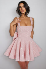 Brice Pink Big Bow Mini Dress