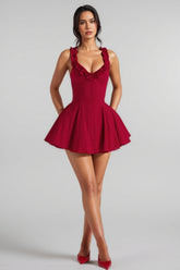 Naomi Red Strapless Ruffle Mini Dress