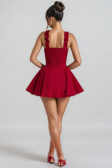 Naomi Red Strapless Ruffle Mini Dress