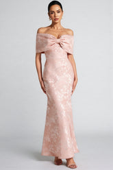 Clara Pink One Shoulder Bow Maxi Dress