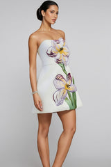 Elmin White Floral Bustier Mini Dress