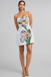 Elmin White Floral Bustier Mini Dress