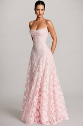 Sorelp Pink Strapless Mesh Maxi Dress