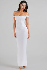 Liviad Ivory Satin Corset Maxi Dress