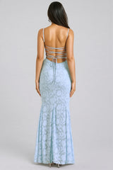 Varenf Bluebell Lace Up Back Maxi Dress