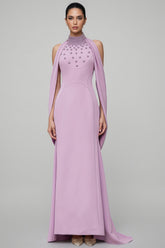 Tiana Purple Shawl Embellished Maxi Dress