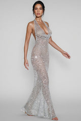 Russe Sequined Deep V Maxi Dress