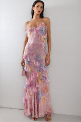 Wynan Floral Frill Sleeveless Maxi Dress