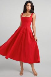 Brynd Red Strappy Midi Dress