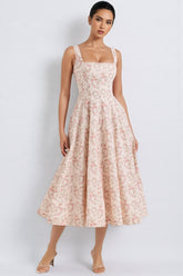 Valely Floral Print Cotton Midi Dress