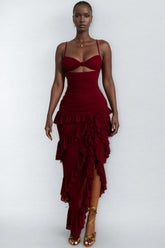 Imara Cutout Side Split Backless Maxi Dress