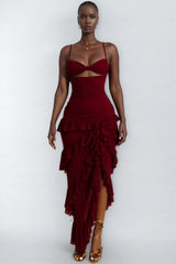 Imara Cutout Side Split Backless Maxi Dress