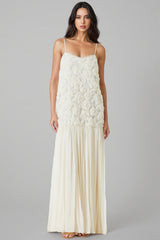 Pietro Three-Dimensional Rose Chiffon Maxi Dress