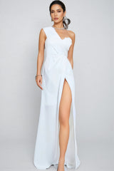 Calen White One Shoulder Split Maxi Dress
