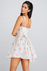 Zorat Rose Print Stretch Cotton Mini Dress