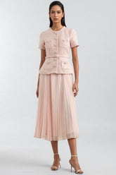Andrea Pink Boucle Belted Midi Dress Set