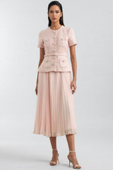 Andrea Pink Boucle Belted Midi Dress Set