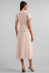 Andrea Pink Boucle Belted Midi Dress Set