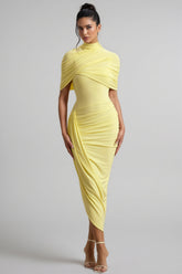 Orlitk Asymmetric Twisted Cape Maxi Dress
