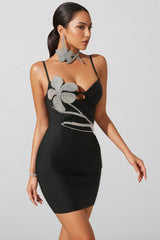 Geri Floral Rhinestone Bandage Mini Dress