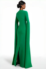 Rinae Green Extra Long Sleeve Maxi Dress