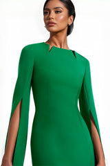 Rinae Green Extra Long Sleeve Maxi Dress
