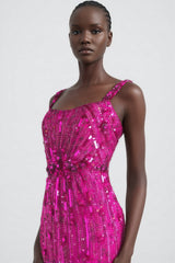 Willa Pink Sequin Embellished Maxi Dress
