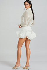 Selric Ruffle Shirt Pleated Mini Dress