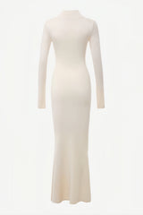 Satu White Knit Fishtail Maxi Dress
