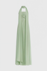 Bellke Green Pleated Strapless Maxi Dress