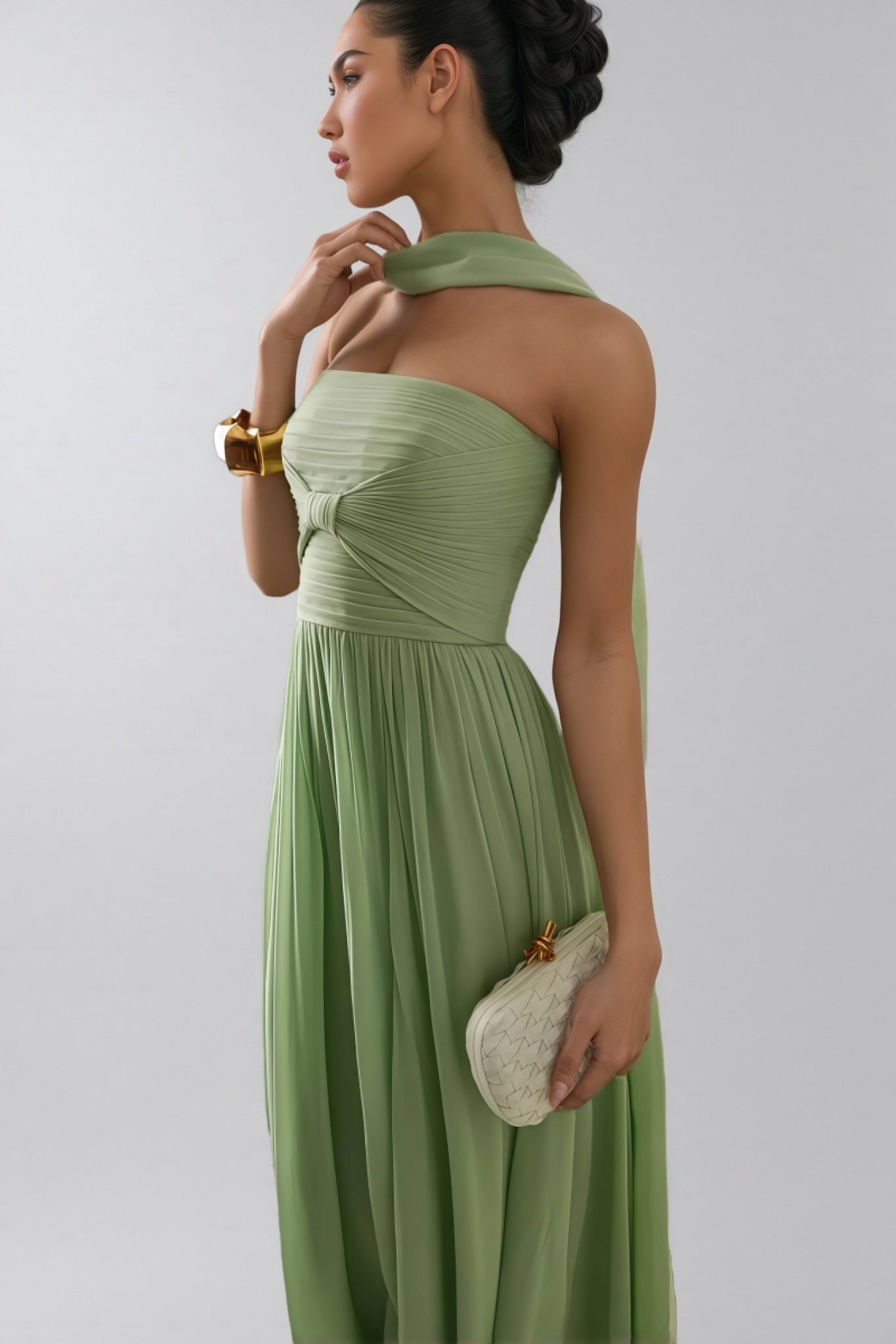 pleated strapless belle dress olive AMUR BELLE DRESS 6 / OLIVE