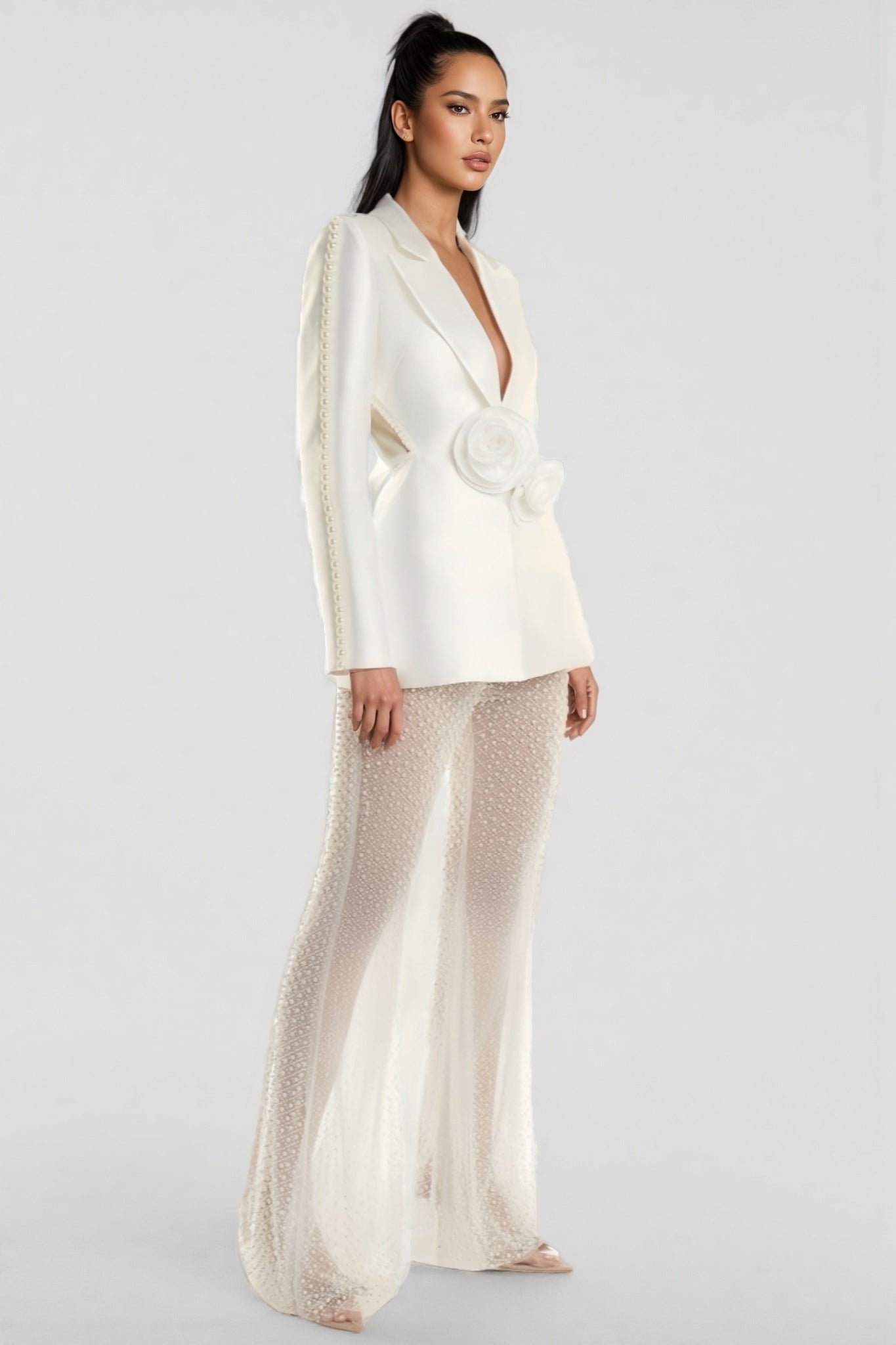Kari 3D Flower Pearl Blazer