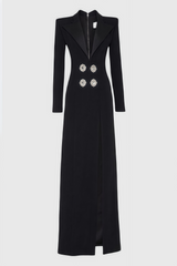 Vennan Crystal Embellished V-Neck Maxi Dress