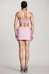 Sera Flower Halter Top Mini Skirt Set