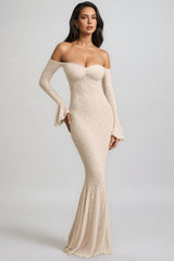 Kaeln Off-Shoulder Ruffle Lace Maxi Dress