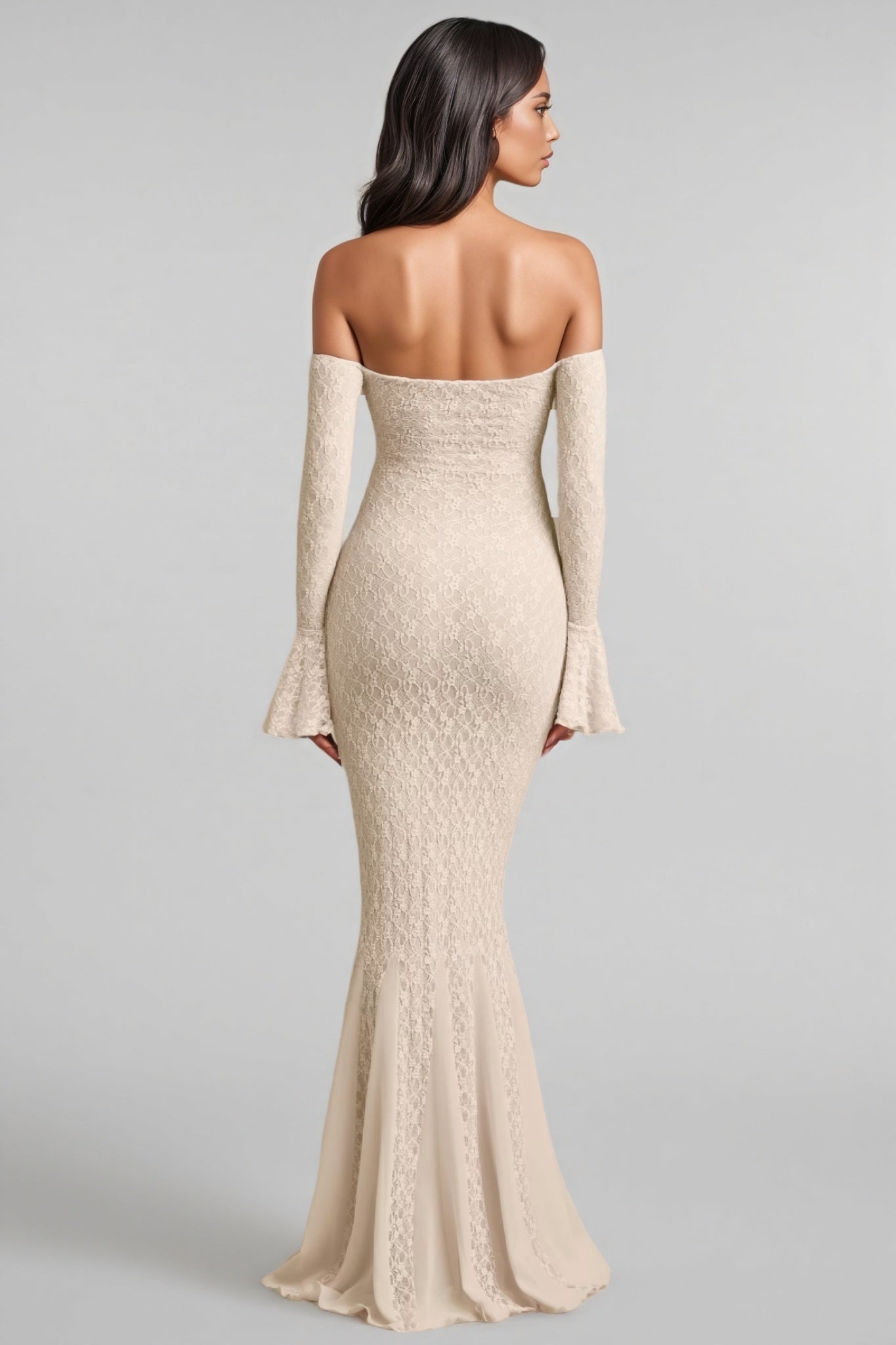 Kaeln Off-Shoulder Ruffle Lace Maxi Dress