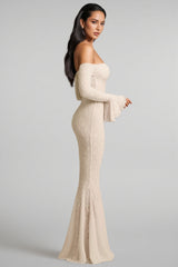 Kaeln Off-Shoulder Ruffle Lace Maxi Dress