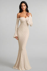 Kaeln Off-Shoulder Ruffle Lace Maxi Dress