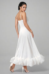 Avira U-Neck Large Hemline Maxi Dress-White