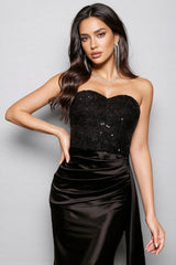 Brontane Black Sheath Sequin Maxi Dress