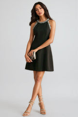 Angesd Round Neck Sparkling Mini Dress