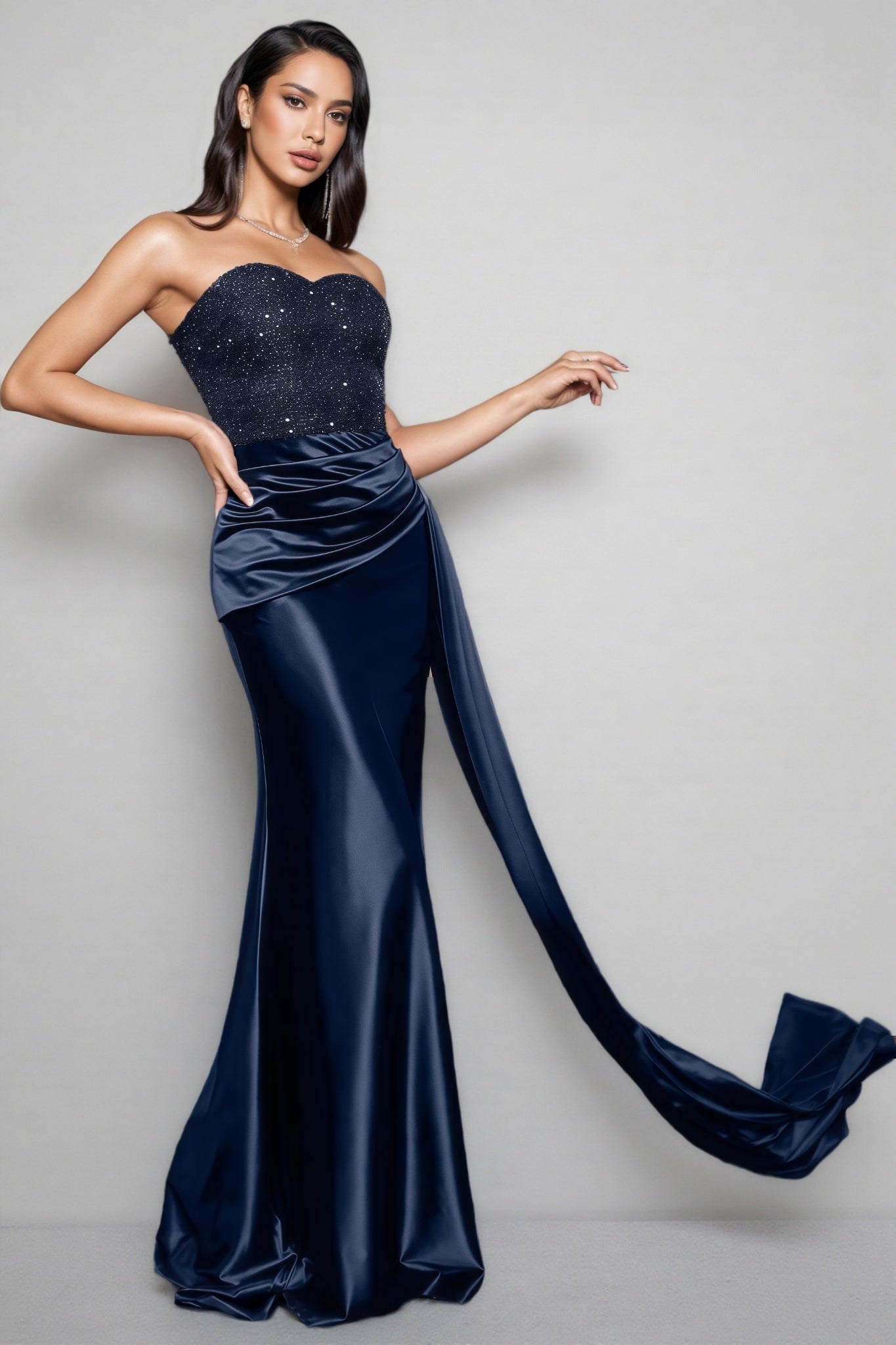 Eamone Sheath Sequin Embroidered Maxi Dress