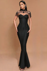 Briarlk Fringe Halter Fishtail Maxi Dress