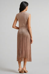 Raenk Sleeveless Fringe Midi Dress