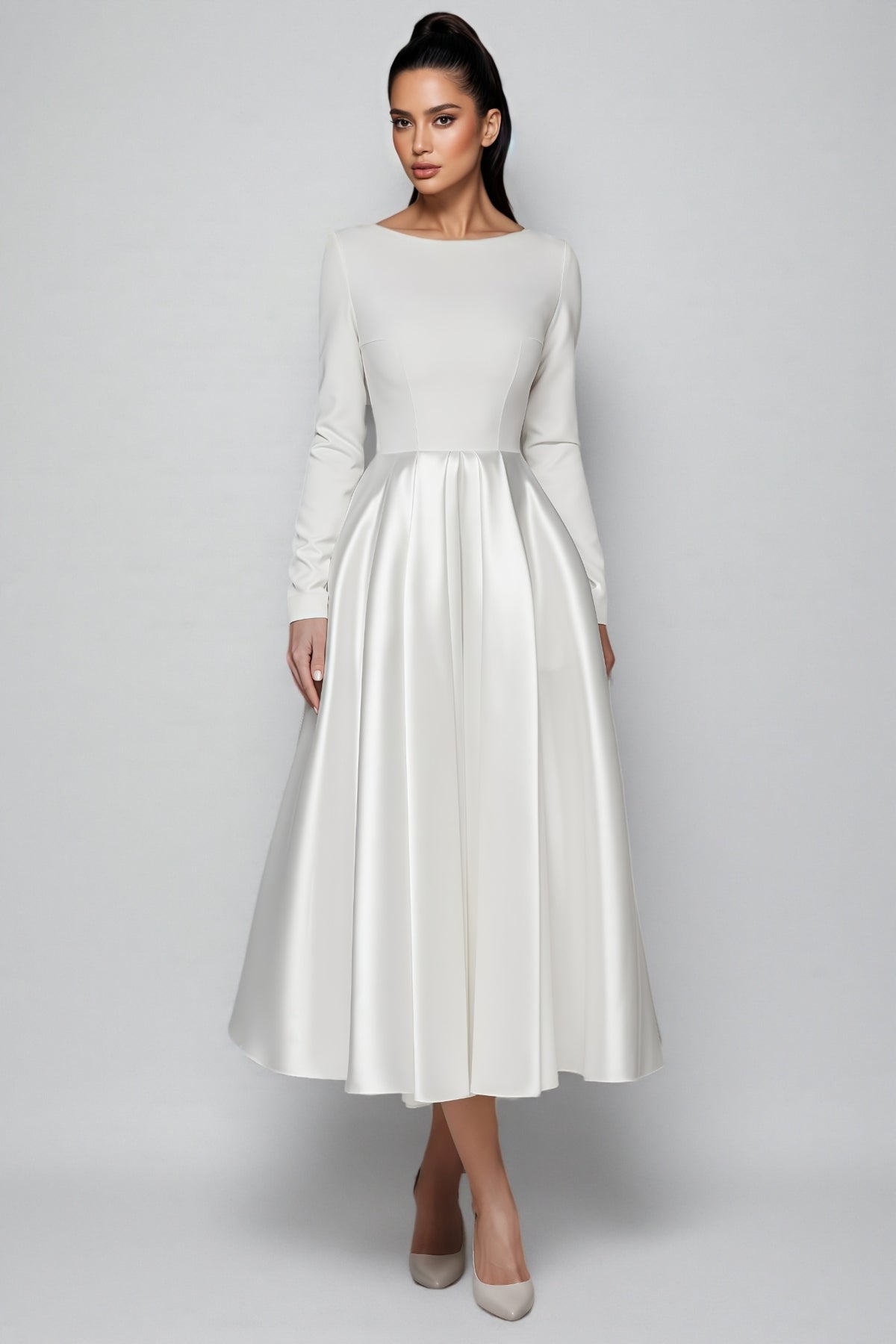 Nalea White Simple Maxi Dress