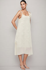 Wrenk Sleeveless Embroidered Flower Midi Dress