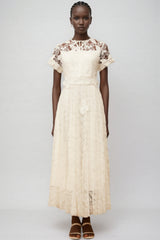 Lianas White Butterfly Applique Lace Maxi Dress
